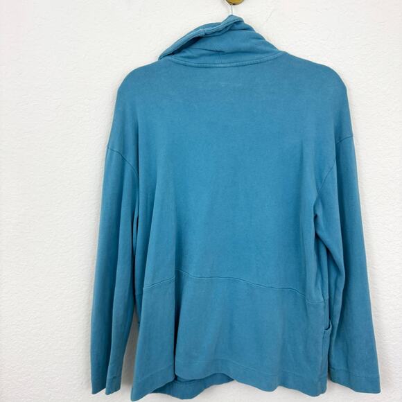 J. Jill Womens PureJill Soft Touch Cotton Top Size M Funnel Neck Cozy Comfy Blue - Picture 3 of 7